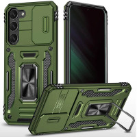 Ударостійкий чохол Camshield Army Ring для Samsung Galaxy S21 FE - Оливковий / Army Green