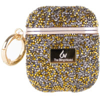 Чехол Bling World Rock Diamond для наушников AirPods 1/2 - Золотой