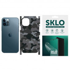 Захисна плівка SKLO Back (на задню панель+грани) Camo для Apple iPhone 12 (6.1) - Сірий / Army Gray