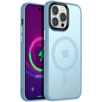 Чехол Metal Buttons with MagSafe Colorful для Apple iPhone 12 Pro / 12 (6.1) - Голубой