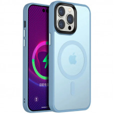 Чехол Metal Buttons with MagSafe Colorful для Apple iPhone 12 Pro / 12 (6.1) - Голубой