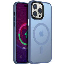 Чехол Metal Buttons with MagSafe Colorful для Apple iPhone 12 Pro / 12 (6.1) - Голубой / Sierra Blue