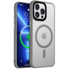 Чехол Metal Buttons with MagSafe Colorful для Apple iPhone 15 Pro (6.1) - Серый / Grey