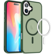 Чехол Metal Buttons with MagSafe Colorful для Apple iPhone 16 Plus (6.7) - Зеленый / Dark Green