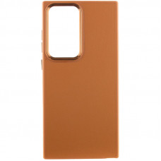 Кожаный чехол Bonbon Leather Metal Style для Samsung Galaxy S22 Ultra - Коричневый / Brown