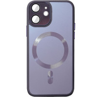 Чохол TPU+Glass Sapphire Midnight with MagSafe для Apple iPhone 12 (6.1) - Фіолетовий / Deep Purple