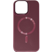 Кожаный чехол Bonbon Leather Metal Style with MagSafe для Apple iPhone 12 Pro Max (6.7) - Бордовый / Plum