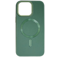 Кожаный чехол Bonbon Leather Metal Style with MagSafe для Apple iPhone 12 Pro Max (6.7) - Зеленый / Pine green