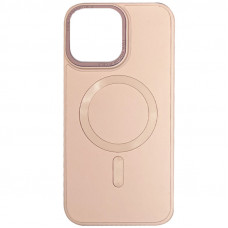 Кожаный чехол Bonbon Leather Metal Style with MagSafe для Apple iPhone 13 Pro Max (6.7) - Розовый / Light pink