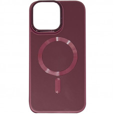 Шкіряний чохол Bonbon Leather Metal Style with MagSafe для Apple iPhone 13 (6.1) - Бордовий / Plum