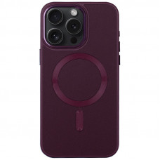 Шкіряний чохол Bonbon Leather Metal Style with MagSafe для Apple iPhone 14 Pro Max (6.7) - Бордовий / Plum