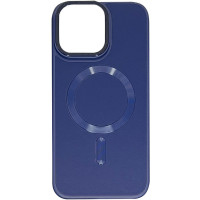 Кожаный чехол Bonbon Leather Metal Style with MagSafe для Apple iPhone 14 Pro Max (6.7) - Синий / Navy blue