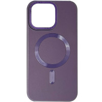 Кожаный чехол Bonbon Leather Metal Style with MagSafe для Apple iPhone 14 (6.1) - Фиолетовый / Dark Purple