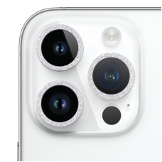 Захисне скло Metal Sparkles на камеру (у упак.) для Apple iPhone 15 Pro (6.1) /15 Pro Max (6.7) - Срібний / Silver