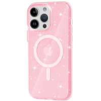 Чехол TPU Galaxy Sparkle (MagFit) для Apple iPhone 12 Pro / 12 (6.1) - Pink+Glitter