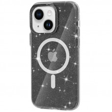 Чохол TPU Galaxy Sparkle (MagFit) для Apple iPhone 13 / 14 (6.1) - Black+Glitter