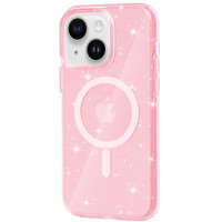 Чехол TPU Galaxy Sparkle (MagFit) для Apple iPhone 13 / 14 (6.1) - Pink+Glitter