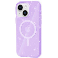 Чохол TPU Galaxy Sparkle (MagFit) для Apple iPhone 13 / 14 (6.1) - Purple+Glitter