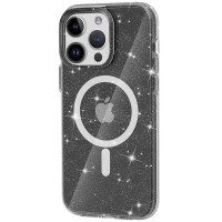 Чехол TPU Galaxy Sparkle (MagFit) для Apple iPhone 14 Pro (6.1) - Black+Glitter