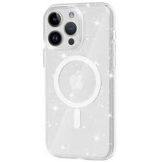 Чехол TPU Galaxy Sparkle (MagFit) для Apple iPhone 14 Pro (6.1) - Clear+Glitter