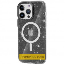 Чехол TPU Galaxy Sparkle (MagFit) для Apple iPhone 16 (6.1) - Black+Glitter