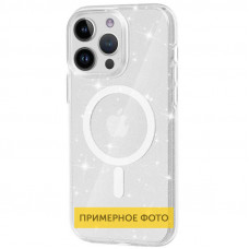 Чохол TPU Galaxy Sparkle (MagFit) для Apple iPhone 16 (6.1) - Clear+Glitter