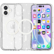 Чехол TPU Galaxy Sparkle (MagFit) для Apple iPhone 16 Plus (6.7) - Clear+Glitter