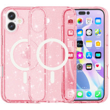 Чехол TPU Galaxy Sparkle (MagFit) для Apple iPhone 16 Plus (6.7) - Pink+Glitter