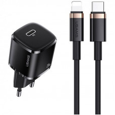 Мережевий зарядний пристрій Usams US-XFK T36 20W 1C Charger + US-SJ484 U63 Type-C to Lightning 20W PD - Black