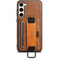 Шкіряний чохол Wallet case and straps для Samsung Galaxy S24 - Коричневий / Brown