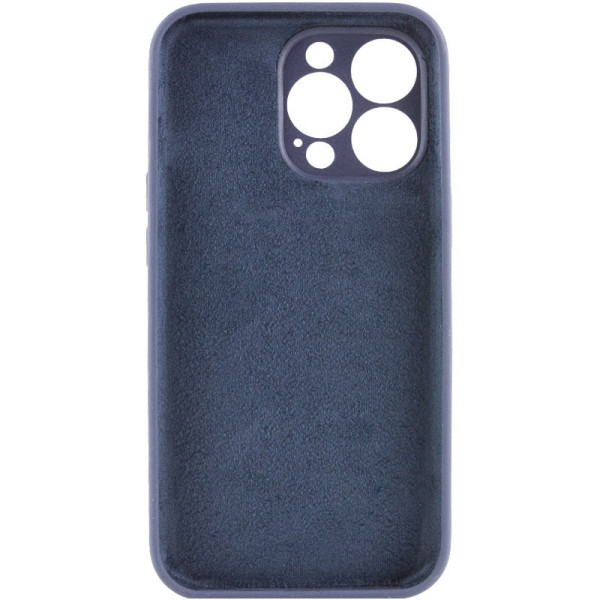 Чехол Silicone Case Full Camera Protective (AA) NO LOGO для Apple iPhone 14 Pro Max (6.7) - Темно-синий / Midnight blue - фото