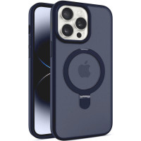 TPU+PC чохол Metal Buttons with MagSafe Colorful HQ Ring для Apple iPhone 14 Pro (6.1) - Dark Blue