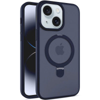 TPU+PC чохол Metal Buttons with MagSafe Colorful HQ Ring для Apple iPhone 15 (6.1) - Dark Blue