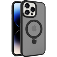 TPU+PC чохол Metal Buttons with MagSafe Colorful HQ Ring для Apple iPhone 15 Pro (6.1) - Black