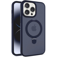 Чехол Metal Buttons with MagSafe Colorful HQ Ring для Apple iPhone 15 Pro (6.1) - Dark Blue