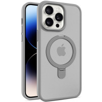 TPU+PC чохол Metal Buttons with MagSafe Colorful HQ Ring для Apple iPhone 15 Pro (6.1) - Grey