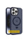 TPU+PC чохол Metal Buttons with MagSafe Colorful HQ Ring для Apple iPhone 16 (6.1) - Dark Blue - фото