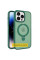 TPU+PC чохол Metal Buttons with MagSafe Colorful HQ Ring для Apple iPhone 16 (6.1) - Green - фото