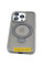 Чехол Metal Buttons with MagSafe Colorful HQ Ring для Apple iPhone 16 (6.1) - Grey - фото