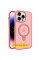 TPU+PC чохол Metal Buttons with MagSafe Colorful HQ Ring для Apple iPhone 16 (6.1) - Pink - фото