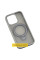 TPU+PC чохол Metal Buttons with MagSafe Colorful HQ Ring для Apple iPhone 16 Pro (6.3) - Grey - фото