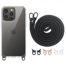 Чехол TPU Transparent with Straps для Apple iPhone 12 Pro / 12 (6.1) - Black