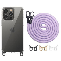 Чохол TPU Transparent with Straps для Apple iPhone 12 Pro / 12 (6.1) - Light Purple