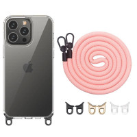 Чехол TPU Transparent with Straps для Apple iPhone 12 Pro Max (6.7) - Light Pink