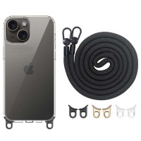 Чохол TPU Transparent with Straps для Apple iPhone 13 / 14 (6.1) - Black