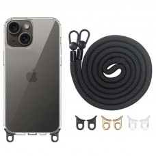 Чехол TPU Transparent with Straps для Apple iPhone 13 / 14 (6.1) - Black