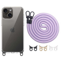 Чохол TPU Transparent with Straps для Apple iPhone 13 / 14 (6.1) - Light Purple