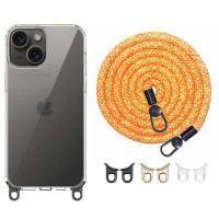 Чохол TPU Transparent with Straps для Apple iPhone 13 / 14 (6.1) - Orange / White