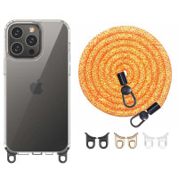 Чехол TPU Transparent with Straps для Apple iPhone 14 Pro (6.1) - Orange / White