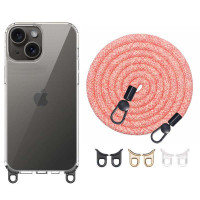 Чохол TPU Transparent with Straps для Apple iPhone 15 (6.1) - Red / White